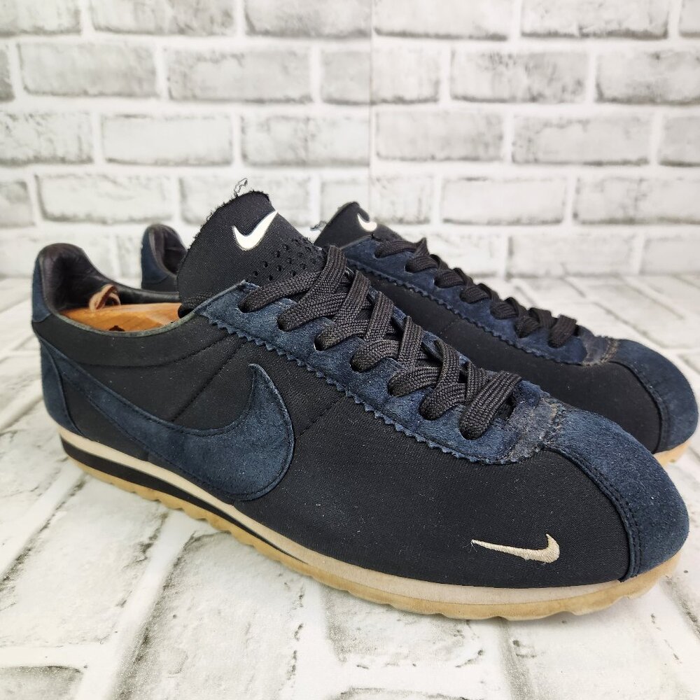 Nike Classic Cortez Shark Low SP Men's Size 10.5 Blue Black Suede Nylon Sneakers